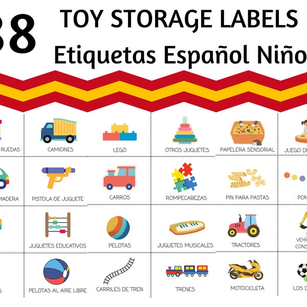 Toy Storage Labels Spanish, Etiquetas Español Niños, Toy Trofast Bin, Montessori | Homeschool Pre-K Classroom Playroom Organization