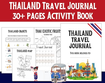 Thailand Travel Journal, Bangkok kids Travel Activities, Printable coloring and learning activities, Thai Flag craft, Explore Asia