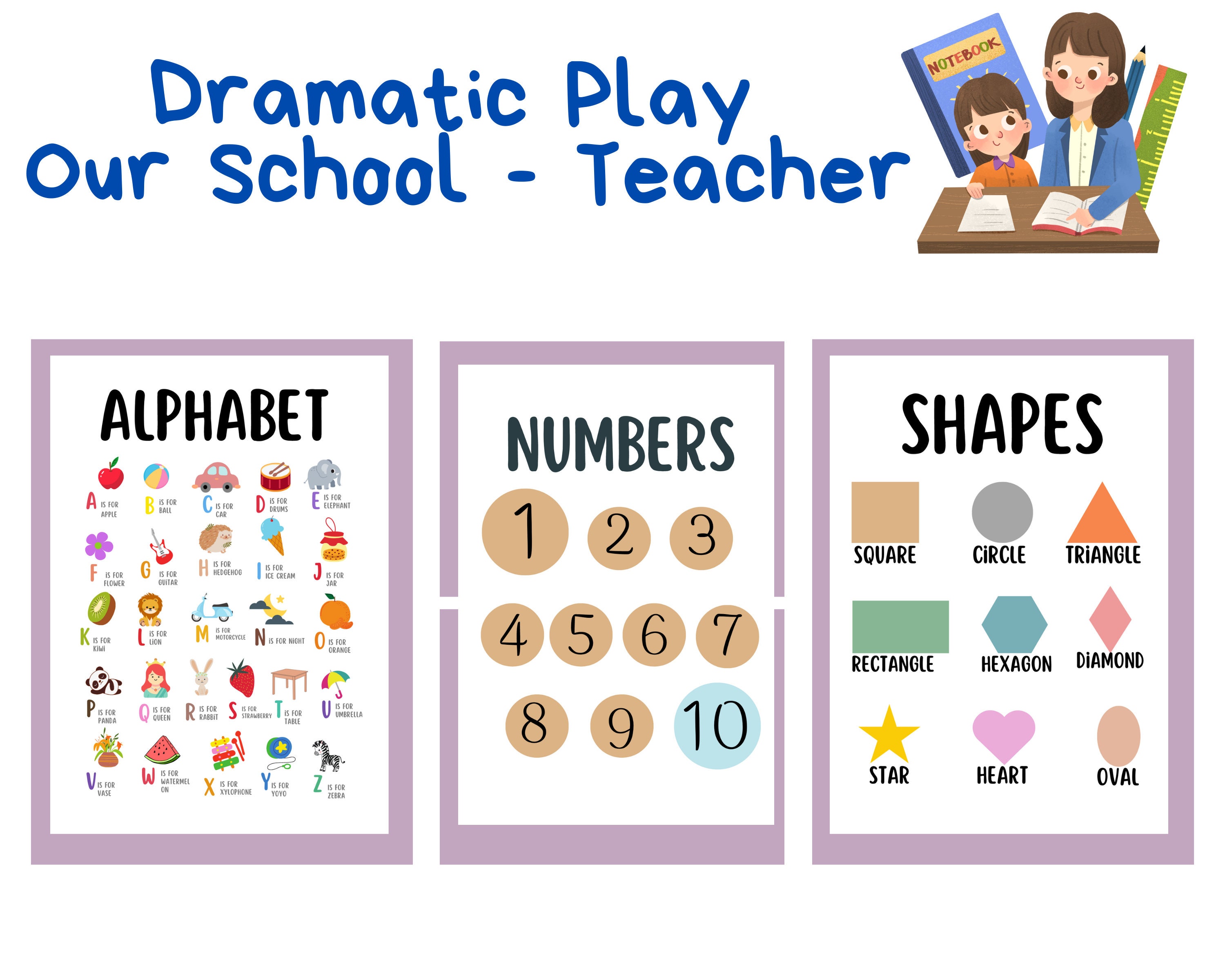 Teacher Pretend Play Printable, School Dramatic Play for Kids ...