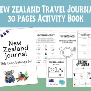 Neuseeland Reisetagebuch für Kinder - Lustige Aktivitäten zum Ausdrucken, Wahrzeichen, Kultur der Maoris - Spiele für Roadtrips & Flugzeugreisen