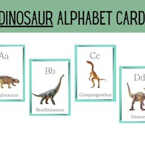 A to Z Dinosaur Names & Alphabet Learning | Printable Educational Flashcards for Kids | Dino ABC Digital Learning Pack