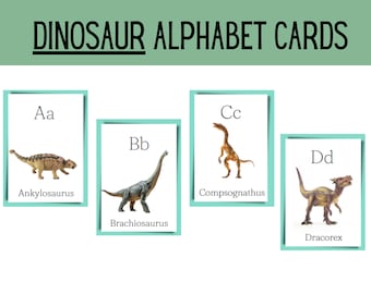 A to Z Dinosaur Names & Alphabet Learning | Printable Educational Flashcards for Kids | Dino ABC Digital Learning Pack