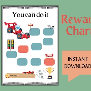 Printable Racing Car Reward Chart, Cars Kids Behavior Chart, Chore Chart,Instant Download ,Toddler Chore Chart,Boys Behavior Chart