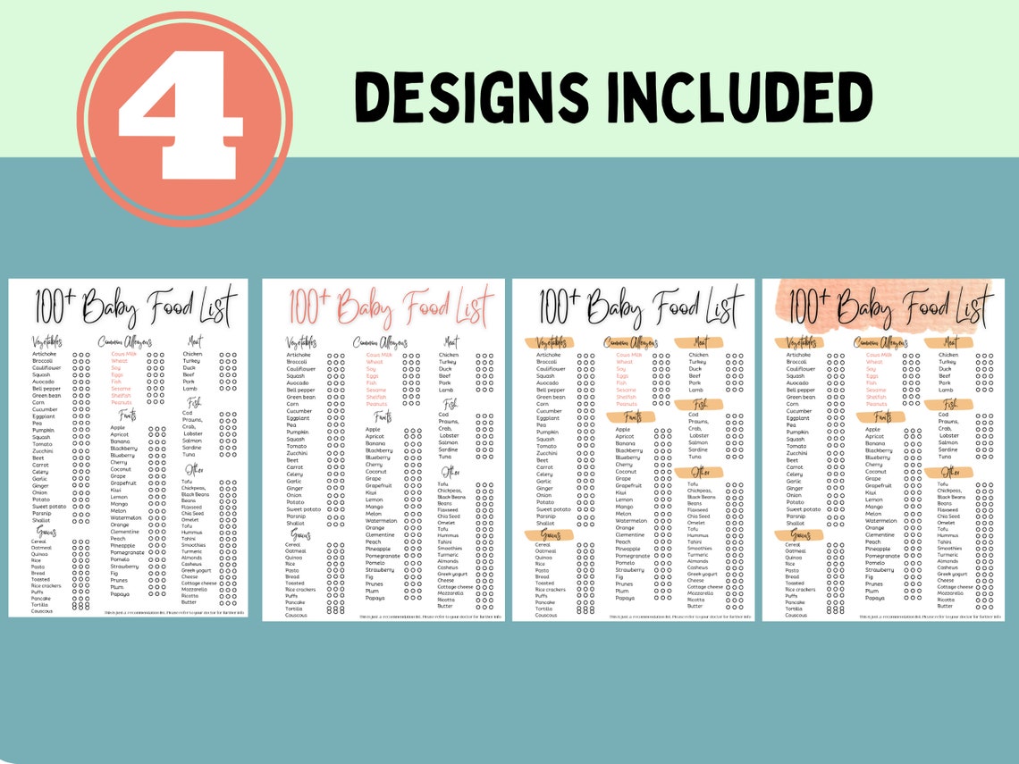 Baby BLW Food Tracker, Baby's First Food Checklist, Kids Solids Tracker