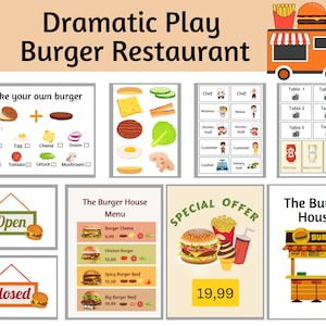 Hamburger Dramatic Play, Burger Shop Pretend Play, Classroom Dramatic Play, Playroom, Kids Role Play, Preschool kids Activities, toddler