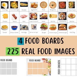 225 immagini di cibo stampabili per bambini / Bacheche per la pianificazione dei pasti / Apprendimento divertente della nutrizione / Tabelle visive per la programmazione dei pasti / Schede didattiche