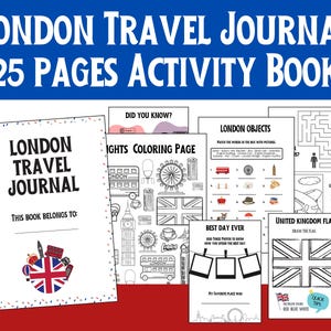 Diario de viaje de Londres, actividades de viaje para niños, actividades de aprendizaje y para colorear imprimibles, manualidad con la bandera de Inglaterra, para niños pequeños, estudio de países europeos.