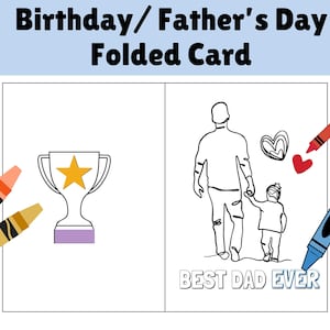Cartão de aniversário para colorir do pai, cartão de felicitações para o pai, cartão de felicitações para colorir, melhor pai de todos os tempos, cartão de dia dos pais, cartão digital faça você mesmo