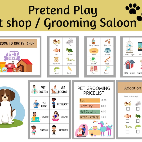 Pet shop Pretend Learning Play, Dramatic Play,  Kids role play, Imagination learning game, Homeshool, Preschool, toodler activity