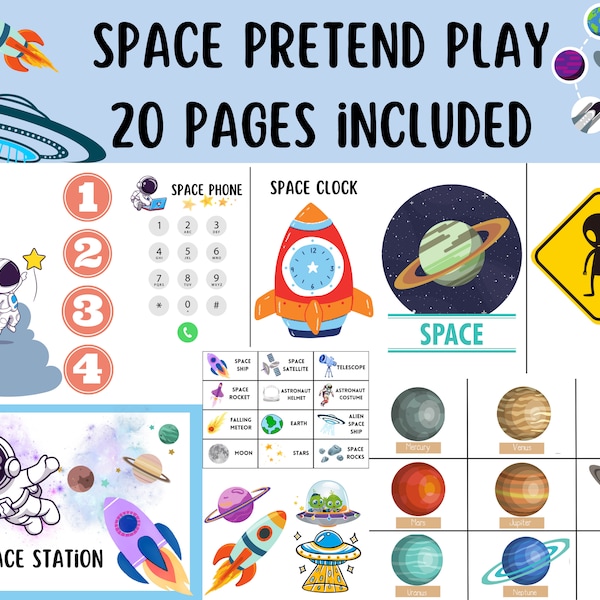 Space Station Pretend Play Printable, space dramatic play, kids daycare, childcare activities,Astronaut role play