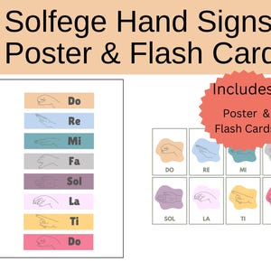 Solfege Flashcards, Solfege Hand Signs Printable Poster , Music Games, Music Flashcards, Music Learning Game, Solfeggio Chart, Do Re Mi