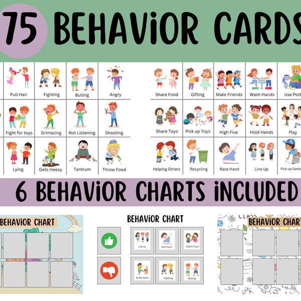 75 Behavior Pecs , First Then Visual Aid , Toddler Behavior Chart , Behavior Flash Cards , Kids Emotions Development, Homeschool