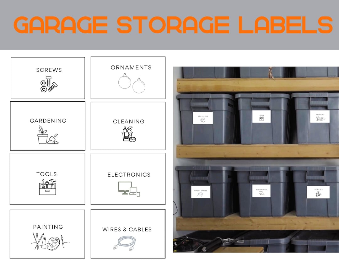 Garage Organization Labels | Basement Storage Bin | Workshop & Tools | Printable| Editable - Etsy