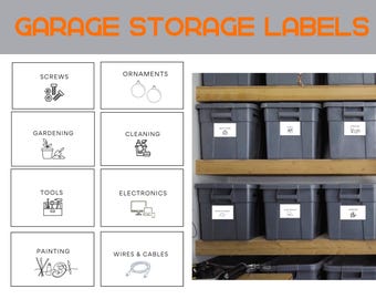 Garage Organization Labels | Basement Storage Bin | Workshop & Tools | Printable| Editable