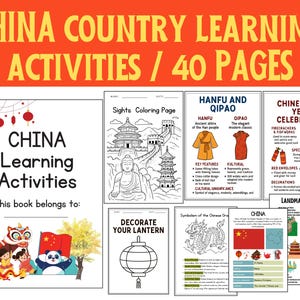 Explore China - Kids Printable Travel Book with Games, Chinese food, Geography country learning, Chinese dragon, New Year Lunar