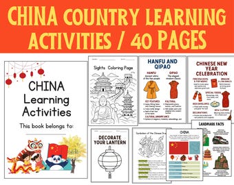 中国を探検 - ゲーム、中華料理、地理の国別学習、中国の龍、旧正月などを含む子供向け印刷可能旅行ブック