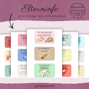 Informatiekaarten voor ouders | Digitale download | Praktische informatie voor het dagelijkse leven in de kinderopvang