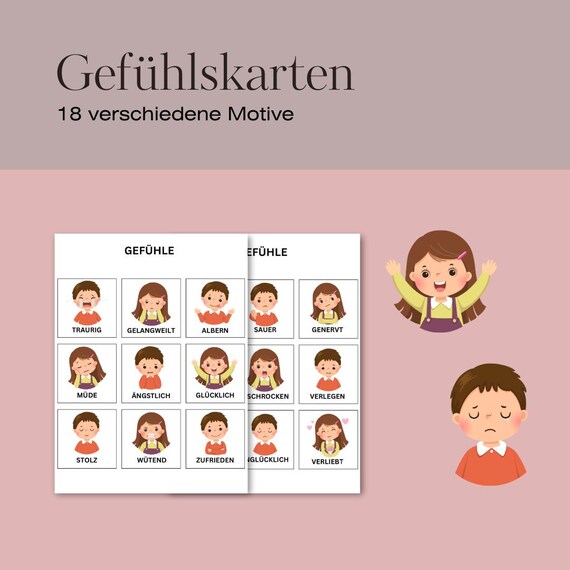 16 Gefühlskarten Für Kinder – Emotionen Lernen & Benennen, Für Kindergarten, Schule & Zuhause