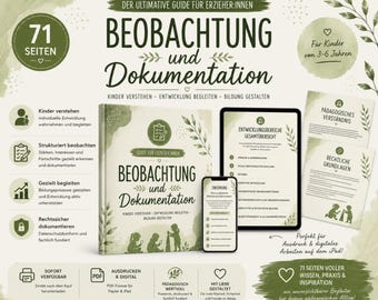 71 páginas de observación y documentación | PDF para guarderías | Hojas de observación para jardín de infancia | Materiales para educadores | Descarga digital