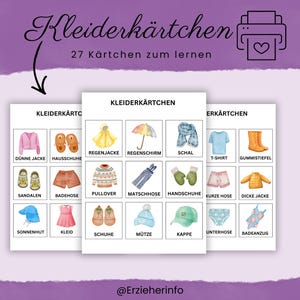 Kleiderkärtchen für Kinder | Digitaler Download | Spielerisch das Anziehen lernen