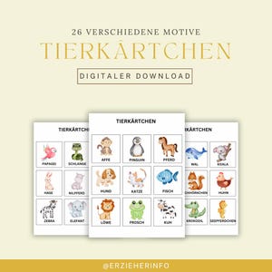 Tierkärtchen für Kinder | Digitaler Download | Tiere spielerisch entdecken