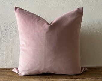 Funda de almohada de terciopelo rosa, almohada rosa rubor, funda Eurosham, funda de almohada rosa claro, almohada de terciopelo de diseñador, almohada de color suave