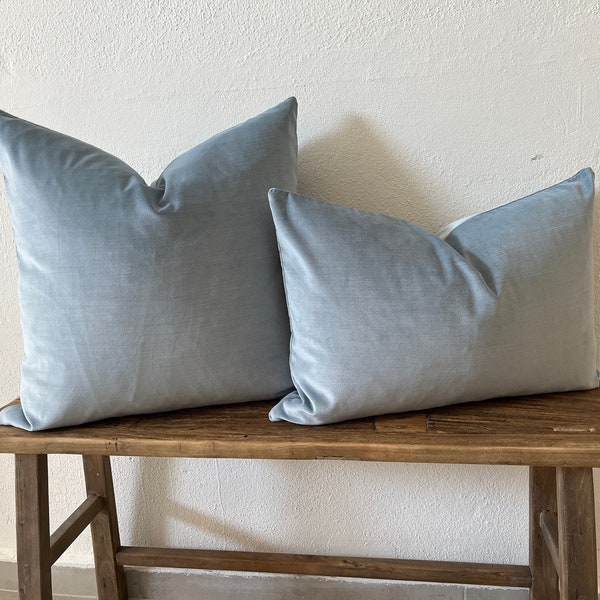 Blue velvet pillow cover, 20x20 22x22 12x20 14x20 Blue cushion