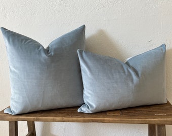 Blue velvet pillow cover, 20x20 22x22 12x20 14x20 Blue cushion