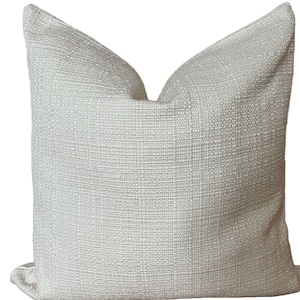white and ivory thick linen pillow cover, Basketweave pillow, Textured cream pillow, Beige pillow, Cream cushion cover