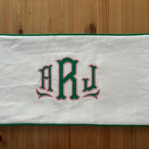 Monogrammed Lumbar Pillow Cover – Customizable Linen Blend Large Letter Cushion