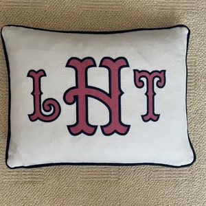Monogram Pillow Cover: Applique Initial Linen Cushion