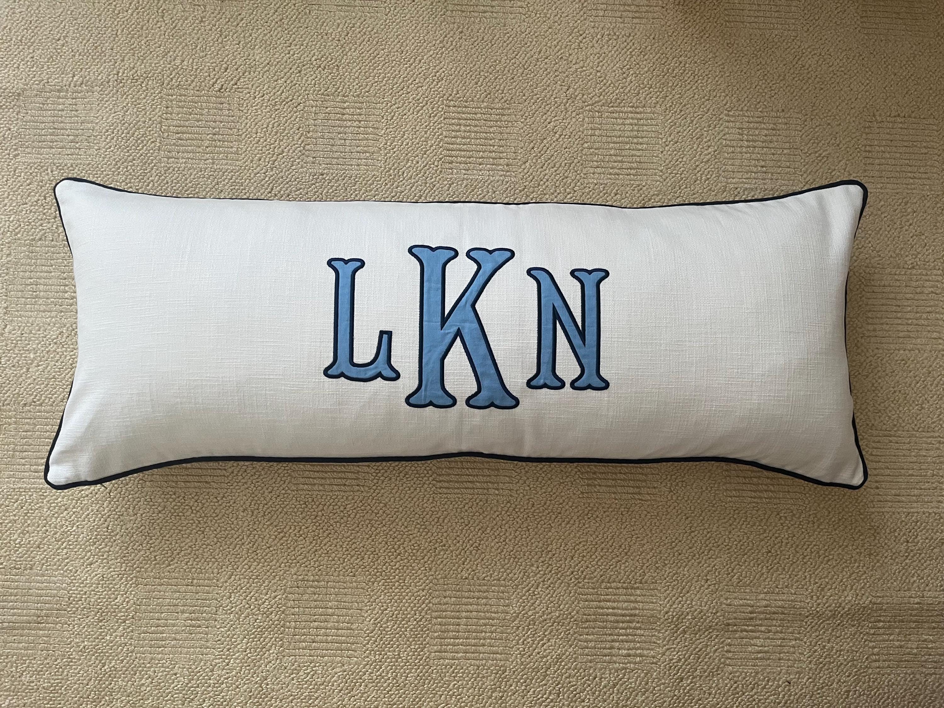 Dorm pillow / Applique pillow cover/ Monogram lumbar pillow/ Name pillow / Personalized pillow/ Initial cushion/ Bed linen pillow