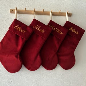 Personalized red Christmas stocking, velvet Christmas stocking, green Christmas stocking, monogramming stocking, monogrammed stocking