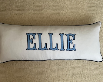Applique pillow cover/ Monogram lumbar pillow/ Name pillow / Personalized pillow/ Initial cushion/ Bed linen pillow