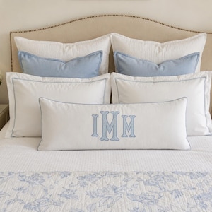 Monogrammed Lumbar Pillow Cover 14x36/ Appliqued Initial Personalized Dorm Cushion Decor
