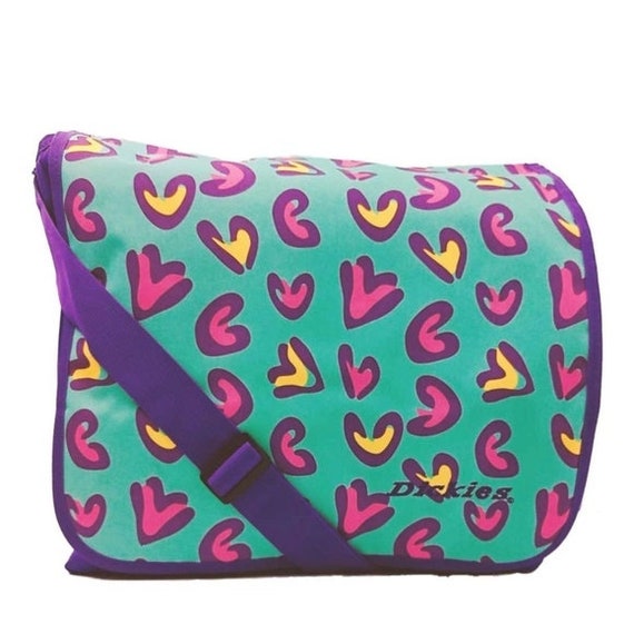 Dickies Vintage 90s Y2K Abstract Hearts Blue Messenger Bag