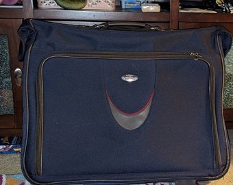 Valise roulante bleu marine Concourse vintage pliable avec cintre à vêtements