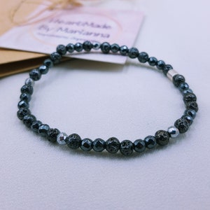 Hematiet kralen armband voor mannen, edelsteen armband voor mannen, Unisex armband, stapelbare armband voor mannen, Boho armband mannen, cadeau voor hem