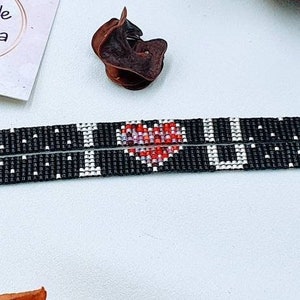 Miyuki Beaded Heart Couples Bracelets, valentines day gift,  Unique Handmade gift for couples, loom beaded bracelets, gift for her him