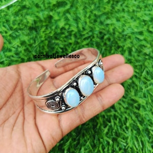 Opalite Gemstone Bangle , 925 Sterling silver bangle , Bracciale di design , braccialetto fatto a mano , braccialetto regolabile , braccialetto di polsino