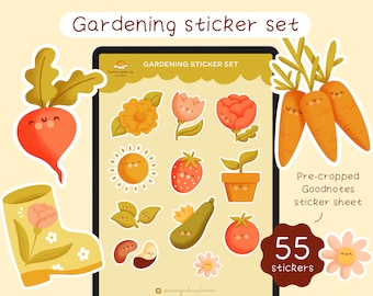 Gardening stickers | Flower stickers | Vegetable Garden | Digital Stickers | Plant Lover Stickers | Goodnotes Stickers | Flower Illustration
