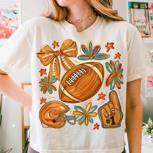 Football Fall Png, Football Game Day Png, Football Fall Autumn Png, Floral Football Png, Touchdown Season Png, Football Coquette Bow Png