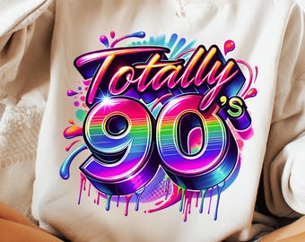 Färgglad neon 90-tals PNG, sublimeringsdesign (digital nedladdning)