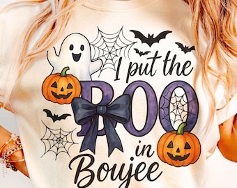 I Put The Boo in Boujee Ghost Png, Coquette Halloween PNG, Ghost Sublimation Design, Spooky Season Png, Pumpkin Png, Halloween Mama Png