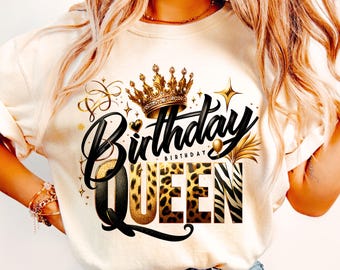 Birthday Queen Leopard PNG, Girly Sublimation Design (Digital Download)