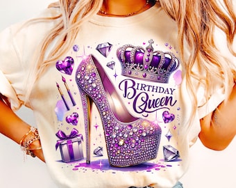 Birthday Queen Purple Sublimation Design, Crown PNG (Digital Download)