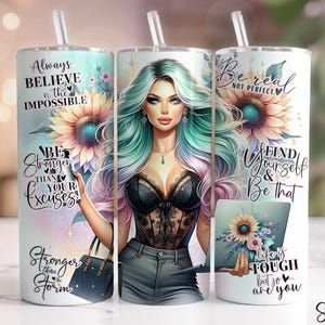 Inspirational Tumbler Wrap, Positive Affirmations Png, 20 Oz Skinny Tumbler PNG, Motivational Tumbler, Positive Quotes Png, Self Love Png