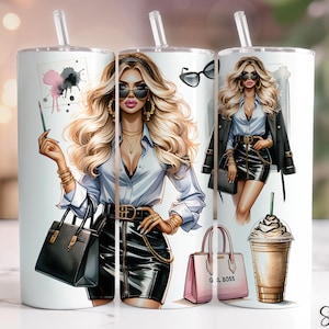 Boss Girl Tumbler Wrap, Woman Business Owner 20 oz Skinny Sublimation Tumbler Design, Female Business Owner Sublimation Design, Boss Lady