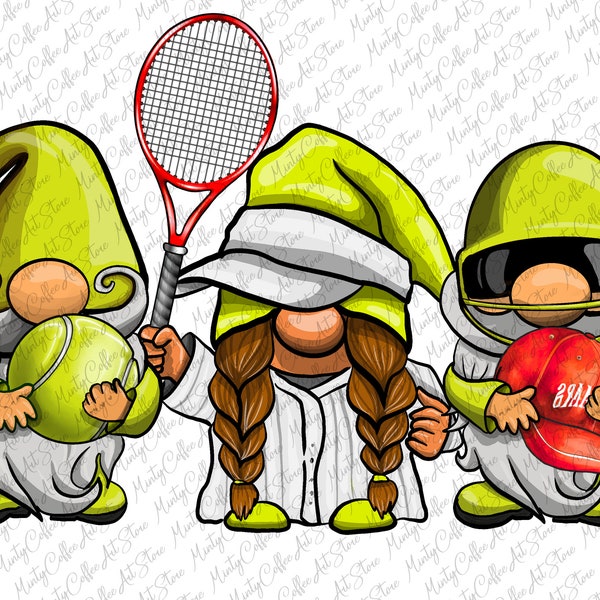 Tennis Gnomes Sublimation Png, Tennis Png, Tennis Clipart, Sports Png, Gnomes Png, Sublimation Designs Downloads, Digital Download