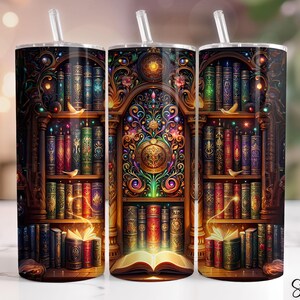 Book Tumbler Wrap PNG 20 oz Skinny Tumbler Sublimation Design Instant Digital Download Only, Reading Tumbler Wrap, Library Png, Bookworm Png